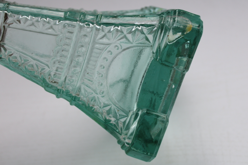 photo of Eiffel tower tall glass bottle, decanter or floor vase sea green recycled glass  #7