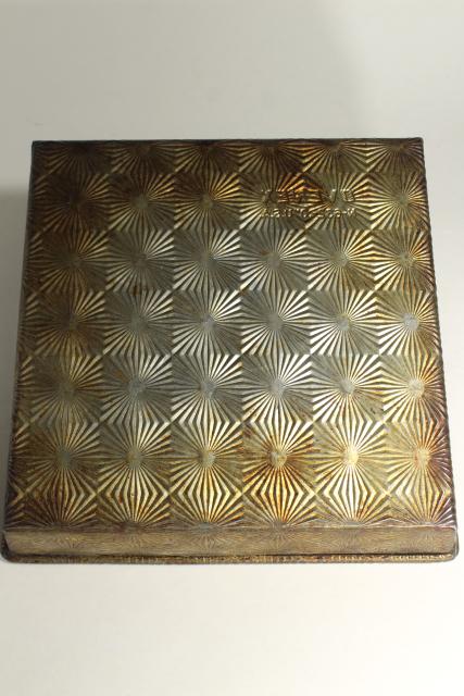 photo of Ekco Ovenex vintage baking pans, waffle textured & starburst pattern stamped metal #5