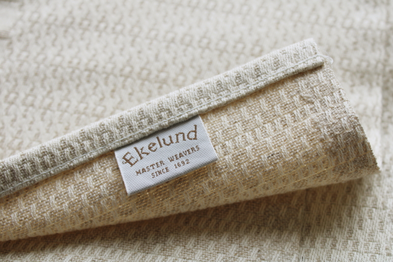 photo of Ekelund Sweden woven cotton linen tablecloth, natural unbleached color vintage cottage farmhouse style  #2