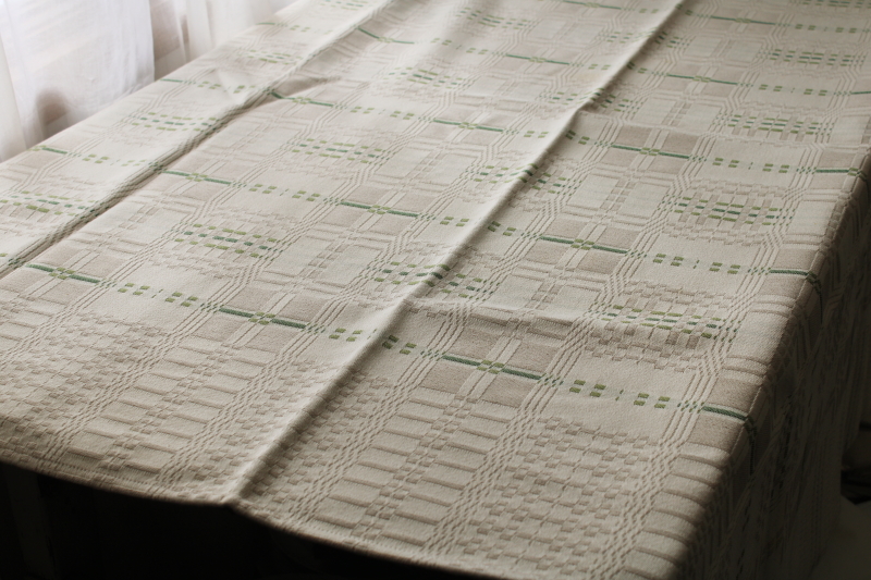 photo of Ekelund Sweden woven cotton linen tablecloth, natural unbleached color vintage cottage farmhouse style  #7