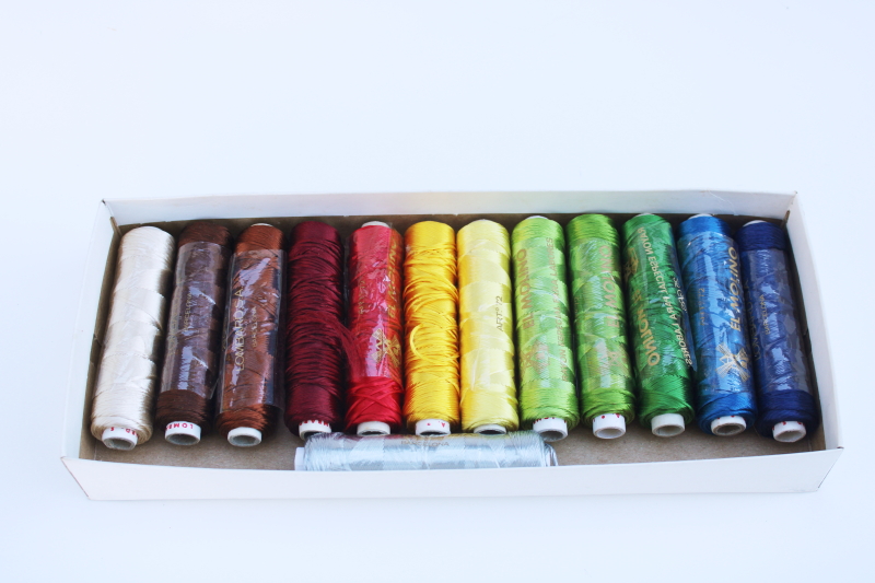 photo of El Molino Barcelona heavy silky rayon embroidery floss, jewel colors spools of thread #1