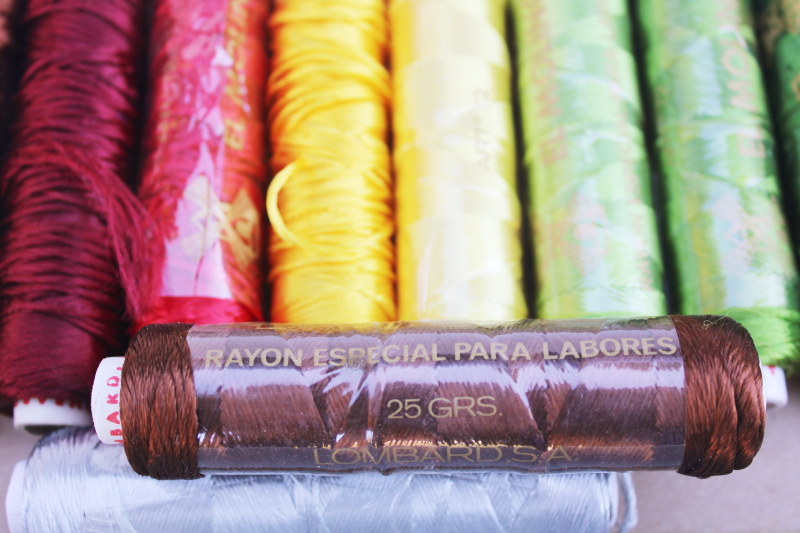 photo of El Molino Barcelona heavy silky rayon embroidery floss, jewel colors spools of thread #2