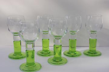 catalog photo of El Tesoro tequila glasses set of six, vintage bar glassware w/ advertising