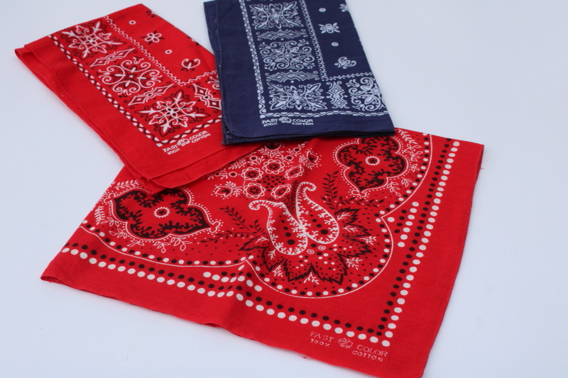 photo of Elephant Brand red & blue bandana print cotton handkerchiefs or scarves  #1