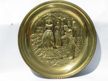 catalog photo of Elizabeth I renaissance embossed vintage English brass charger tray