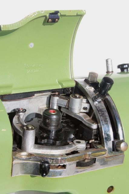 photo of Elna Supermatic sewing machine, industrial vintage grasshopper green w/case #17