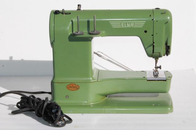 photo of Elna Supermatic sewing machine, industrial vintage grasshopper green w/case #20