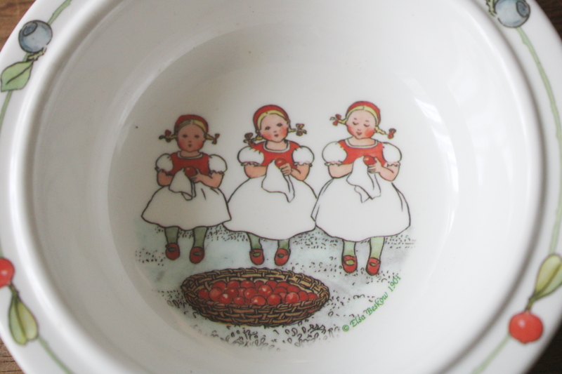 photo of Elsa Beskow print child's dish, small melamine bowl w/ Swedish girls in folk costumes  #2
