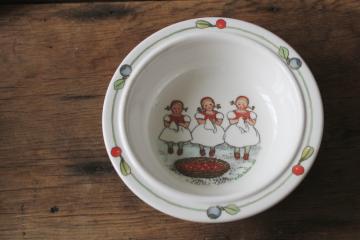 Elsa Beskow print child's dish, small melamine bowl w/ Swedish girls in folk costumes 