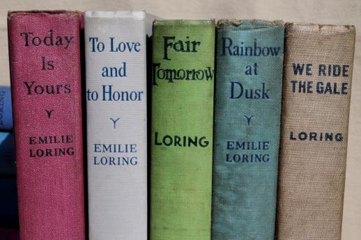 photo of Emilie Loring lot of 25 books, 20s, 30s, 40s romance novels in nice old bindings #11