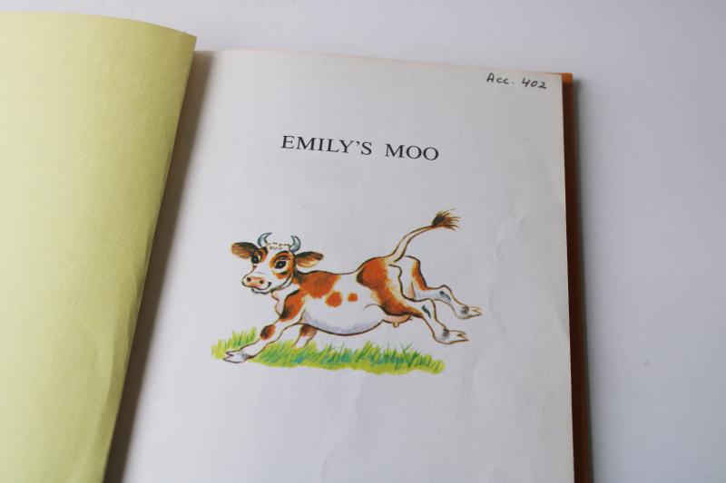 photo of Emily's Moo 60s vintage Tibor Gergely picture book, Jersey cow illustrations #3