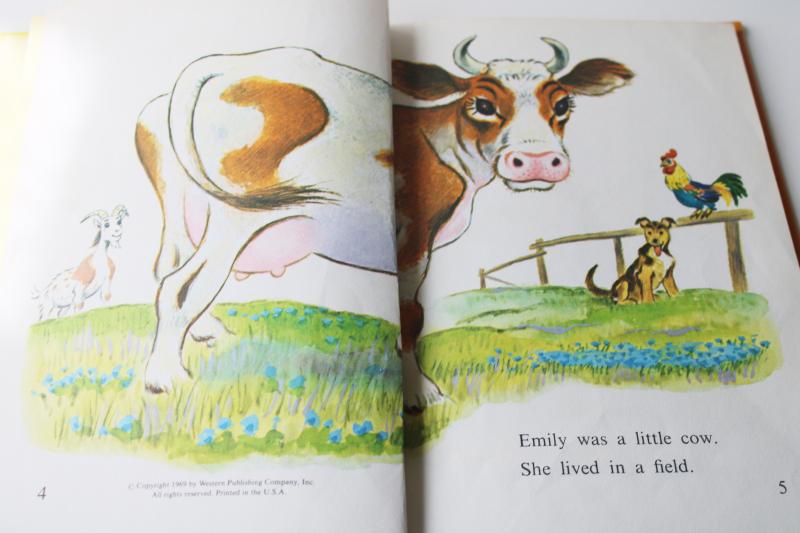 photo of Emily's Moo 60s vintage Tibor Gergely picture book, Jersey cow illustrations #5