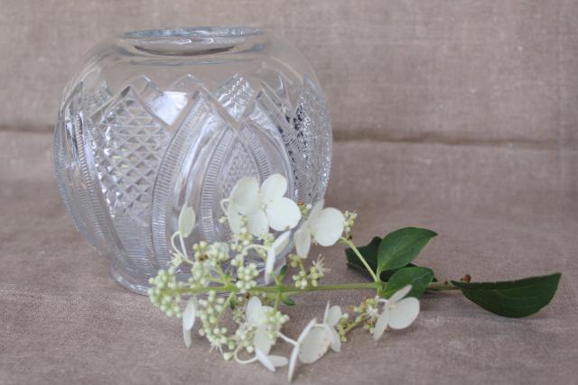 photo of Empire pattern EAPG antique pressed glass rose bowl vase, vintage crystal clear glass #1