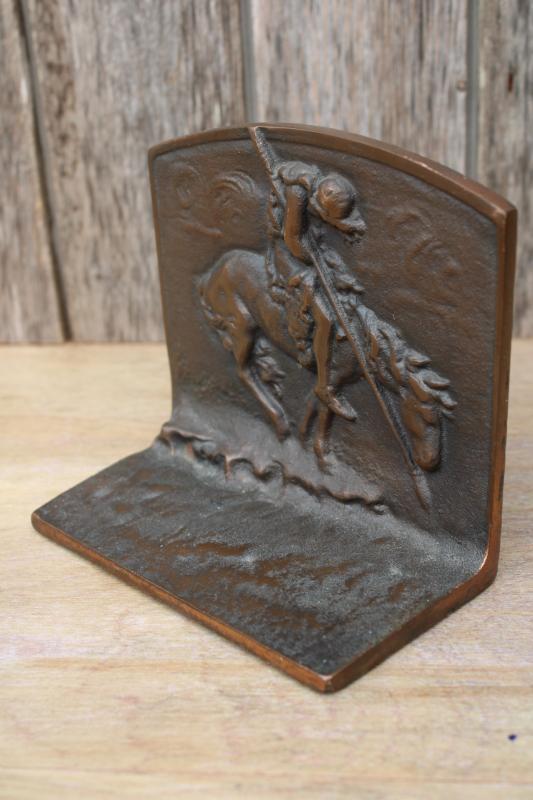 photo of End of the Trail Remington Indian vintage bronze finish cast iron book end #2