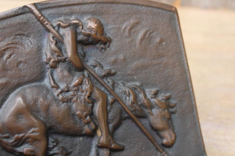 photo of End of the Trail Remington Indian vintage bronze finish cast iron book end #5