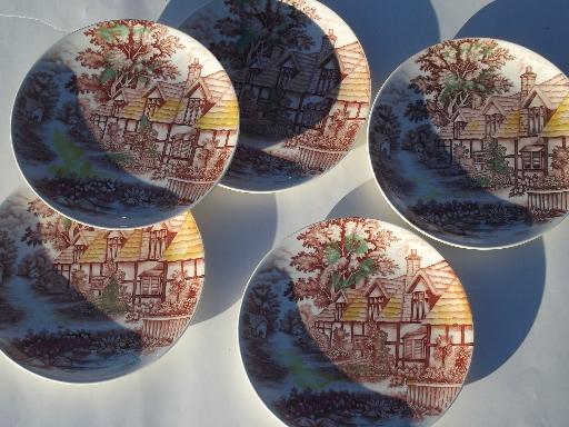 photo of English Cottage vintage china dinner plates, made in Japan #1