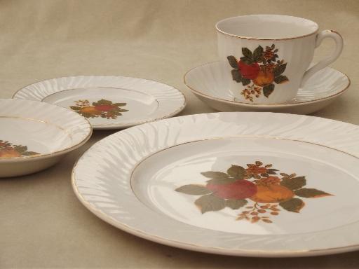 photo of English Harvest Wedgwood china, vintage dinnerware set for 10 #2