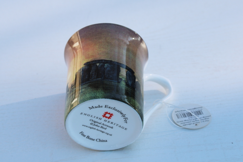 photo of English Heritage bone china coffee or tea mug new w/ tag, Stonehenge John Bird art print #3