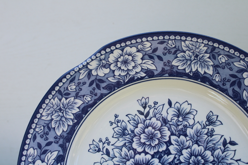 photo of English Toile blue & white china dinner plates set of 6 Royal Stafford flowers in planter pot pattern  #6