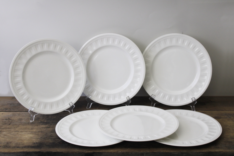 photo of English Wedgwood Colosseum pattern dinner plates set of 6 pure white china whiteware #1