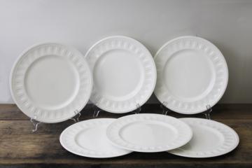 catalog photo of English Wedgwood Colosseum pattern dinner plates set of 6 pure white china whiteware