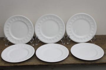 catalog photo of English Wedgwood Colosseum pattern pure white china bread & butter plates set of 6