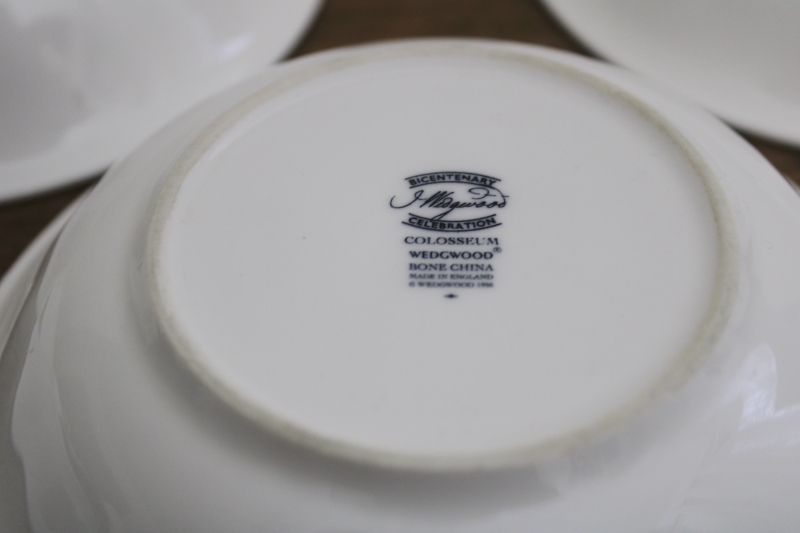 photo of English Wedgwood Colosseum pattern pure 	white china cereal or oatmeal bowls set of 6 #5