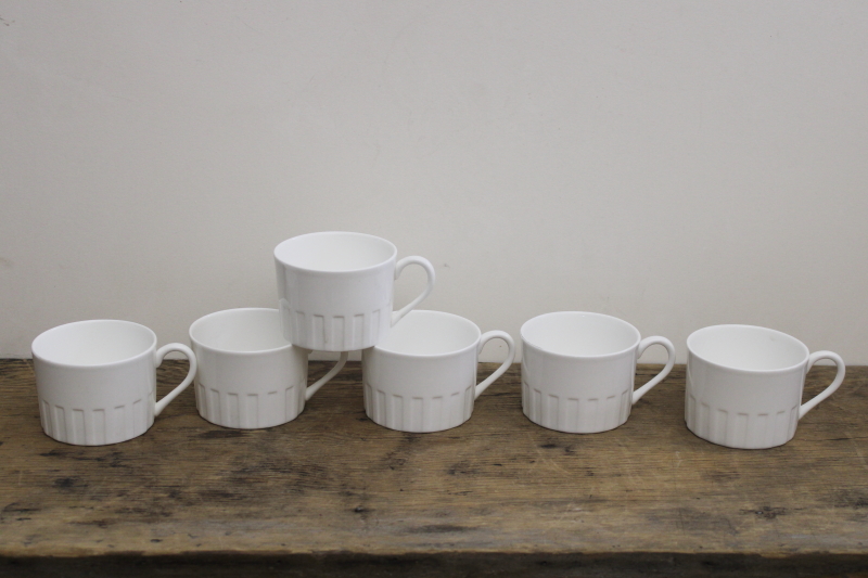 photo of English Wedgwood Colosseum pattern pure white china cups-no saucers-set of 6 #1