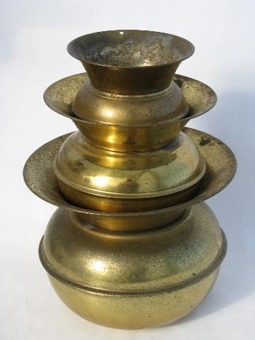 photo of English brass hanging ivy planter, vintage pub spittoons #1