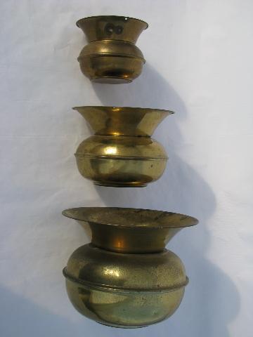 photo of English brass hanging ivy planter, vintage pub spittoons #3