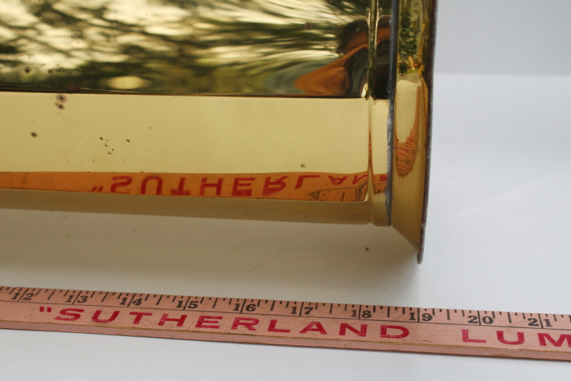 photo of English brass umbrella stand, Arts & Crafts aesthetic vintage paneled floor vase bright polished brass  #11