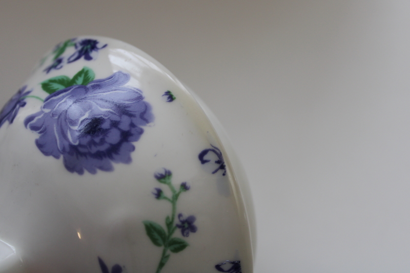 photo of English country style chintz floral print ceramic teapot, cozy cottagecore blue & white china  #6