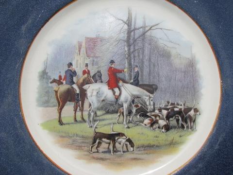 photo of English county hunt horses & riders, vintage Wedgwood - England china plate #2