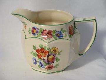 catalog photo of English garden floral pattern china milk jug pitcher, Hampton Ivory