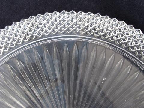 photo of English hobnail diamond point pattern glass vintage cake plateau plate #2