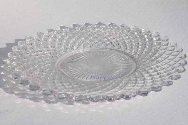 photo of English hobnail diamond point vintage Westmoreland glass luncheon / salad plates #2