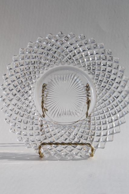 photo of English hobnail diamond point vintage Westmoreland glass luncheon / salad plates #3