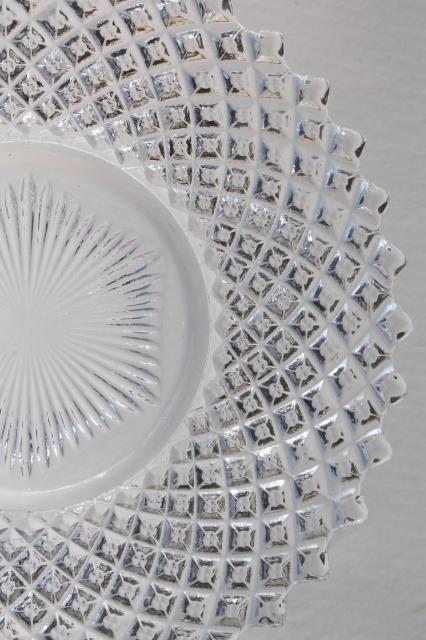 photo of English hobnail diamond point vintage Westmoreland glass luncheon / salad plates #4