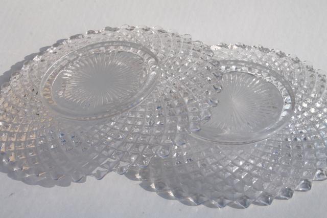 photo of English hobnail diamond point vintage Westmoreland glass luncheon / salad plates #6