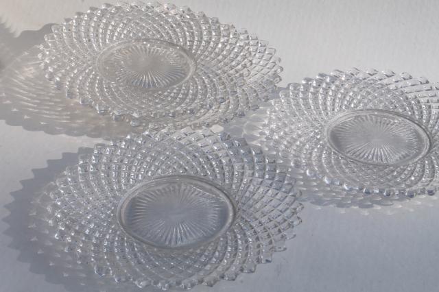 photo of English hobnail diamond point vintage Westmoreland glass luncheon / salad plates #7