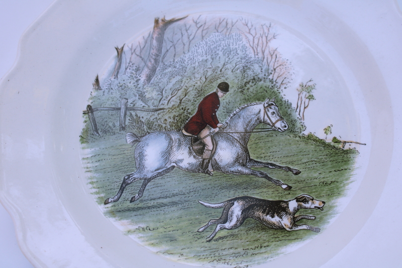 photo of English hunt scene horse rider w/ hunting hound tally ho vintage china plate  #2