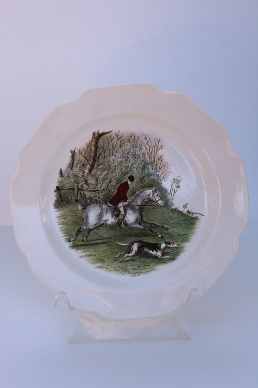 photo of English hunt scene horse rider w/ hunting hound tally ho vintage china plate  #4