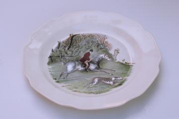 English hunt scene horse rider w/ hunting hound tally ho vintage china plate 