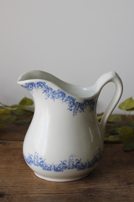 photo of English ironstone china pitcher, creamer or milk jug 20th century vintage Royal Crownford Victoriana  #1