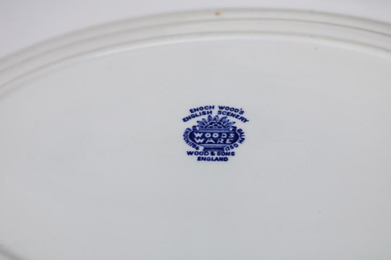 photo of English scenery vintage blue & white transferware china large & small platters #6