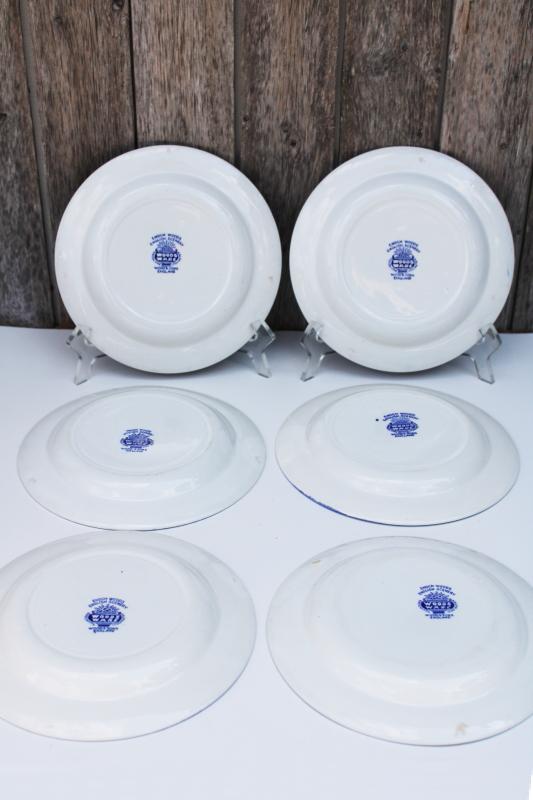 photo of English scenery vintage blue & white transferware china salad plates set of 6 #4