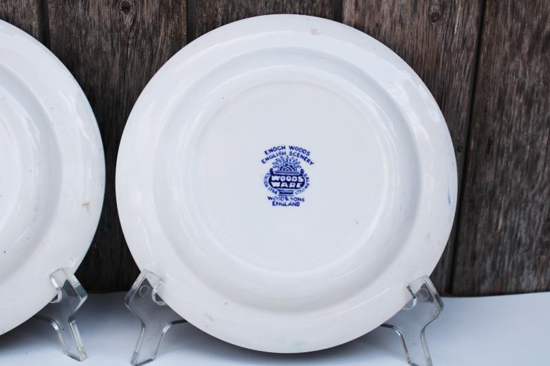 photo of English scenery vintage blue & white transferware china salad plates set of 6 #7