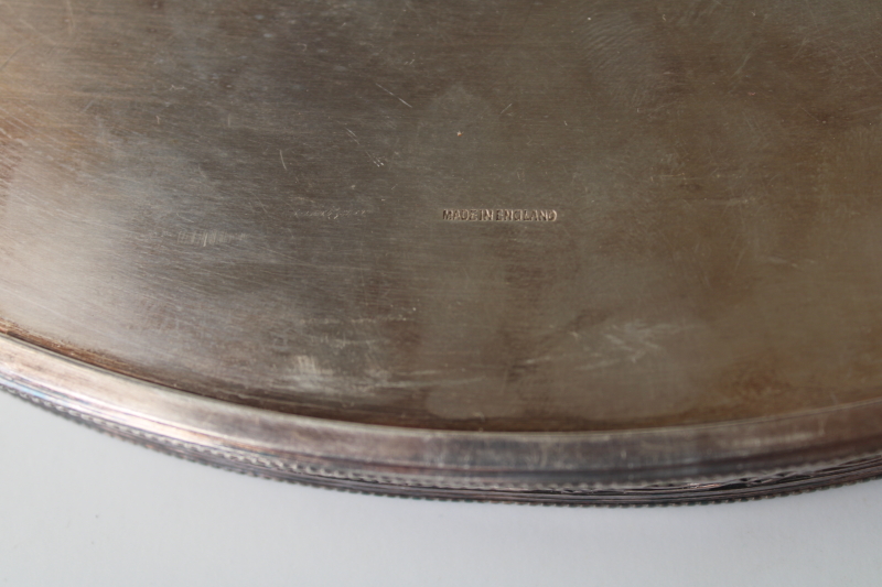 photo of English silverplate tray, small oval gallery tray tarnished vintage silver plate  #6