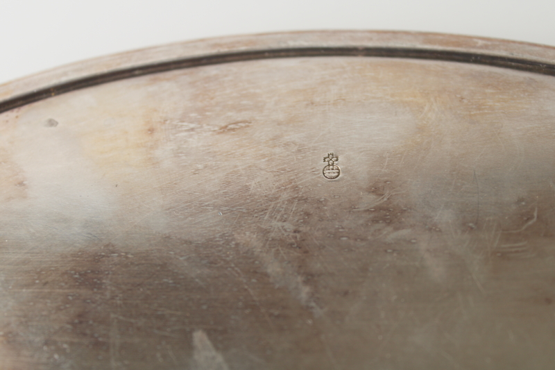 photo of English silverplate tray, small oval gallery tray tarnished vintage silver plate  #7