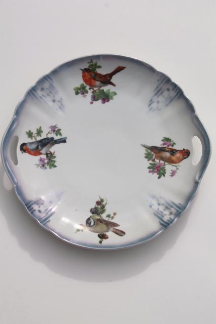 photo of English songbirds vintage china cake plate or sandwich tray, shabby cottage chic #1